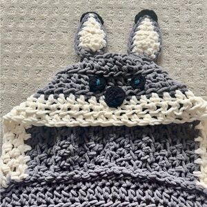 Handmade Grey & Cream wolf Hooded Kids Accessory